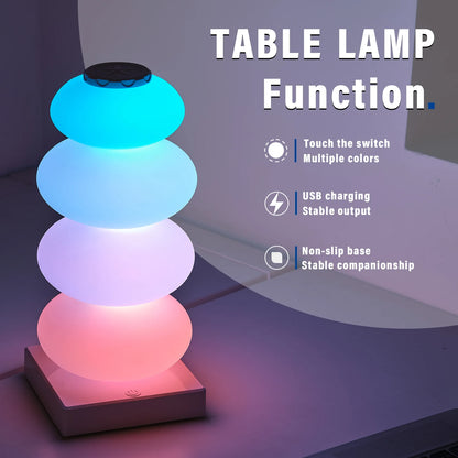 lightWORK Table Lamp Four Smooth Shell Ball Modern Art LED Colored 16 RGB Settings + Warm, White