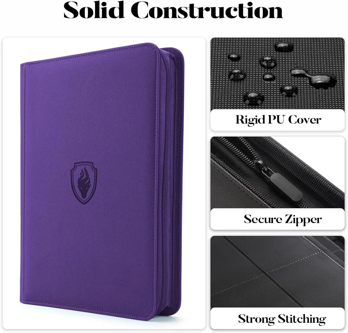 24TCG Zipper Card Binder with 9 Pockets,Holds 360 Trading Cards 360, Durable Side Loading for Cards, Premium PU Cover