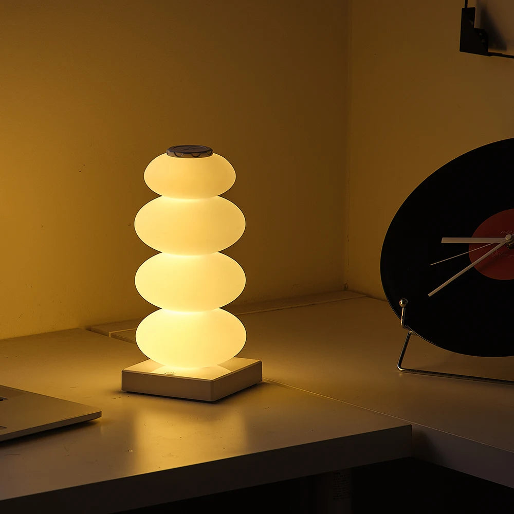 lightWORK Table Lamp Four Smooth Shell Ball Modern Art LED Colored 16 RGB Settings + Warm, White