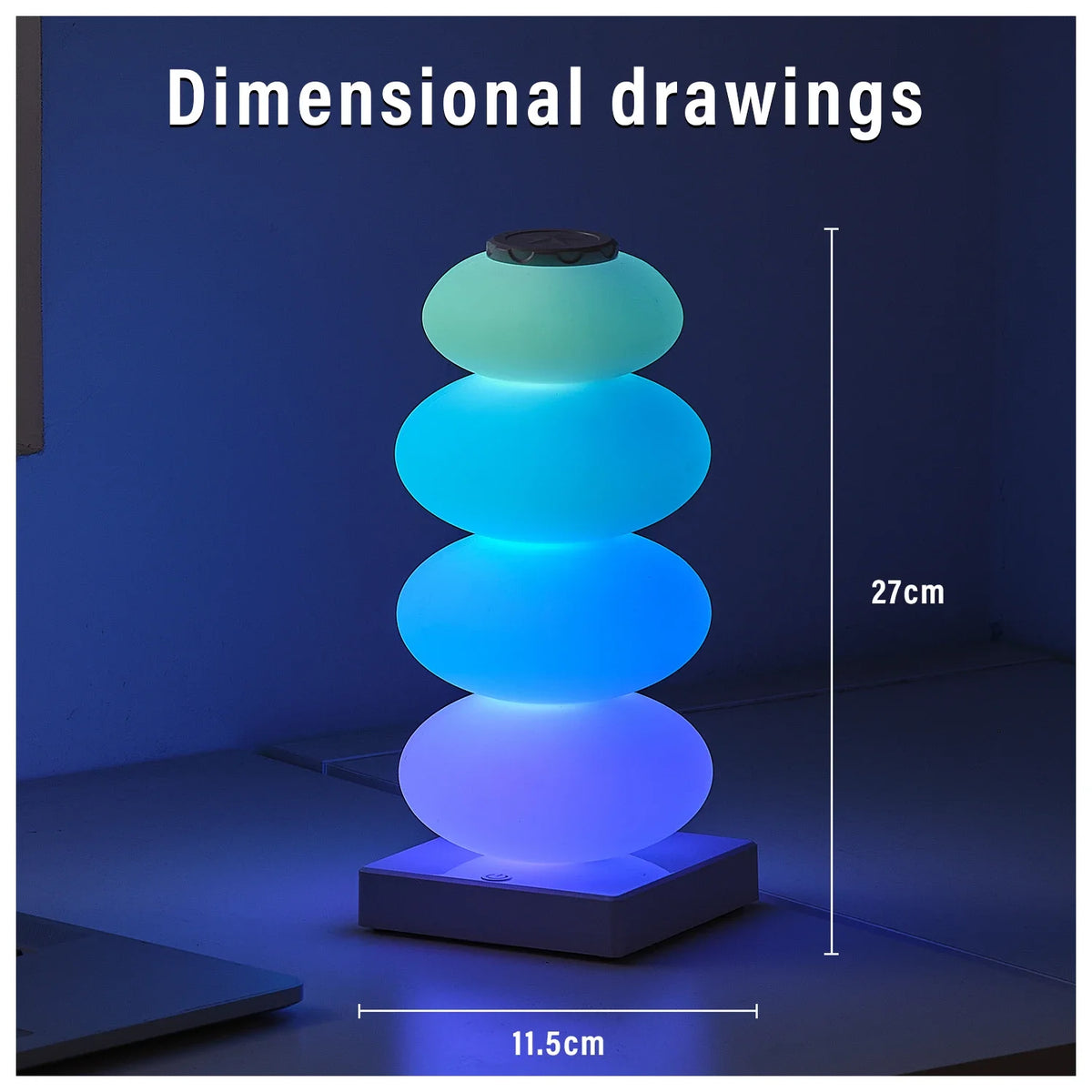 lightWORK Table Lamp Four Smooth Shell Ball Modern Art LED Colored 16 RGB Settings + Warm, White