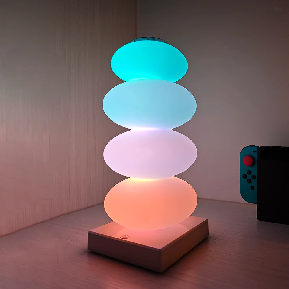lightWORK Table Lamp Four Smooth Shell Ball Modern Art LED Colored 16 RGB Settings + Warm, White